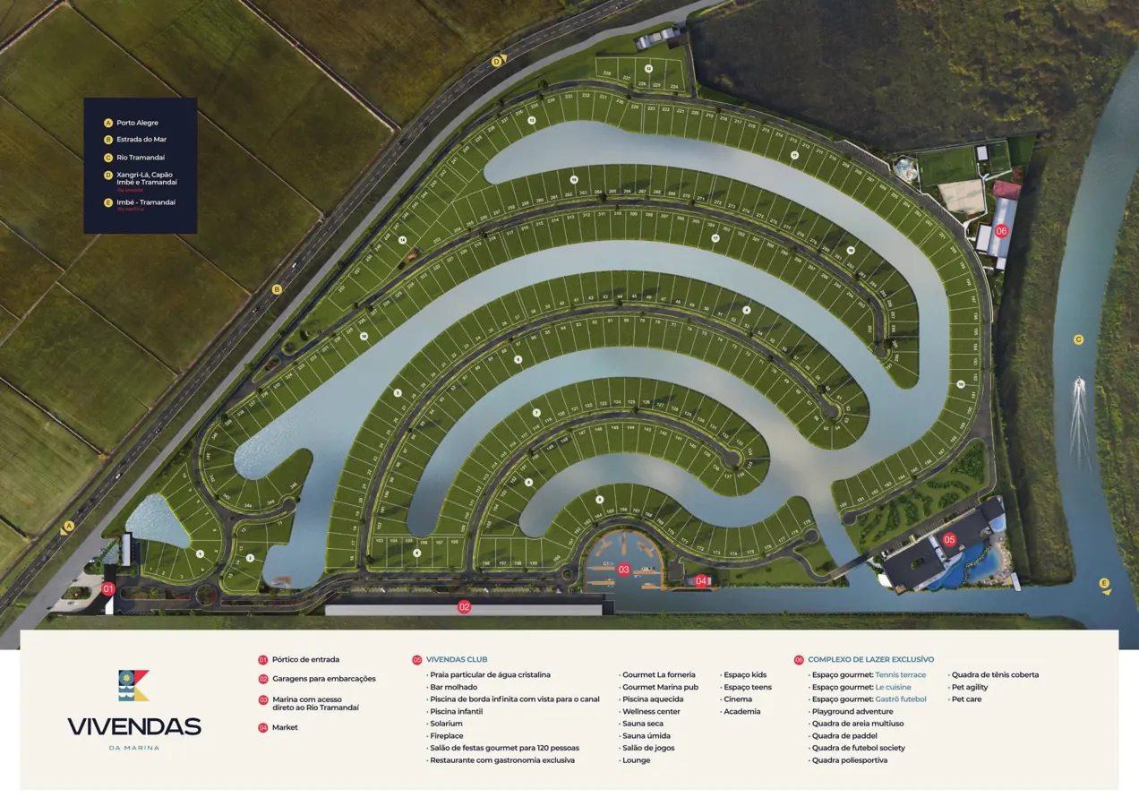 Mapa de implantação de Vivendas da Marina
